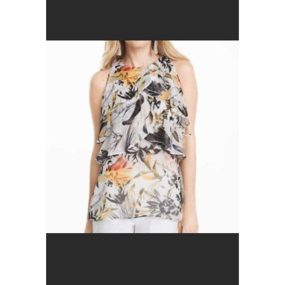 White House‎ Black Market women's small floral cold shoulder blouse casual